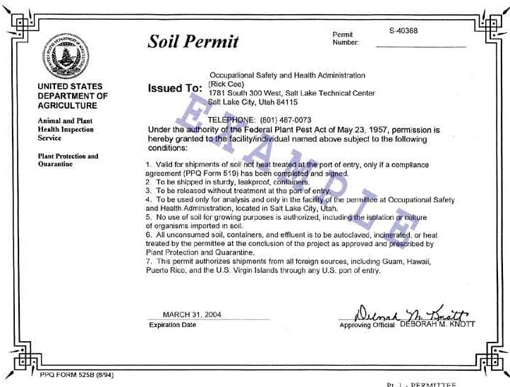 Soil Permit Example Soil Permit Example