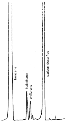 Chromatogram of halothane and enflurane at their respective target concentrations