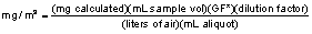 equation for air concentration values