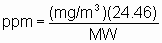 equation 2 for determining the air
concentration equation